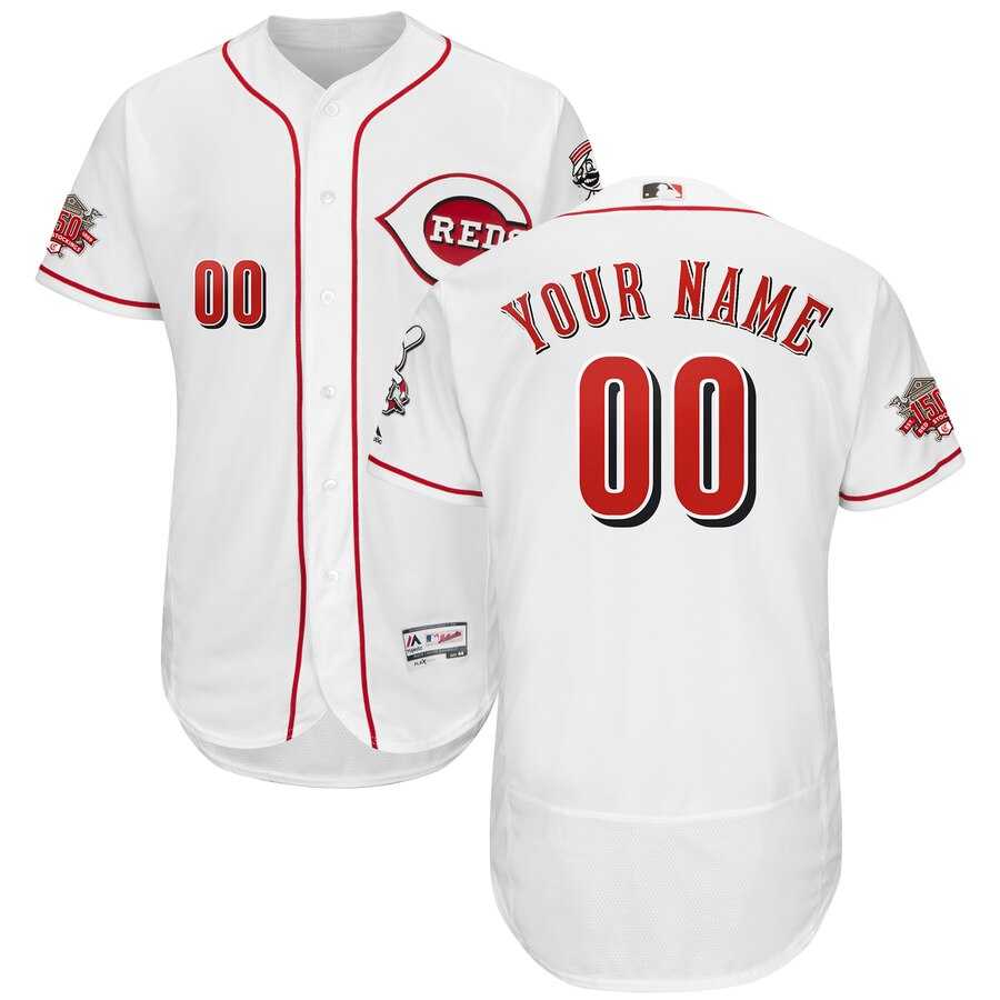 Cincinnati Reds Customized White 150th Anniversary FlexBase Jersey,We sell and wholesale Cincinnati Reds Customized White 150th Anniversary FlexBase Jersey on line form chian!